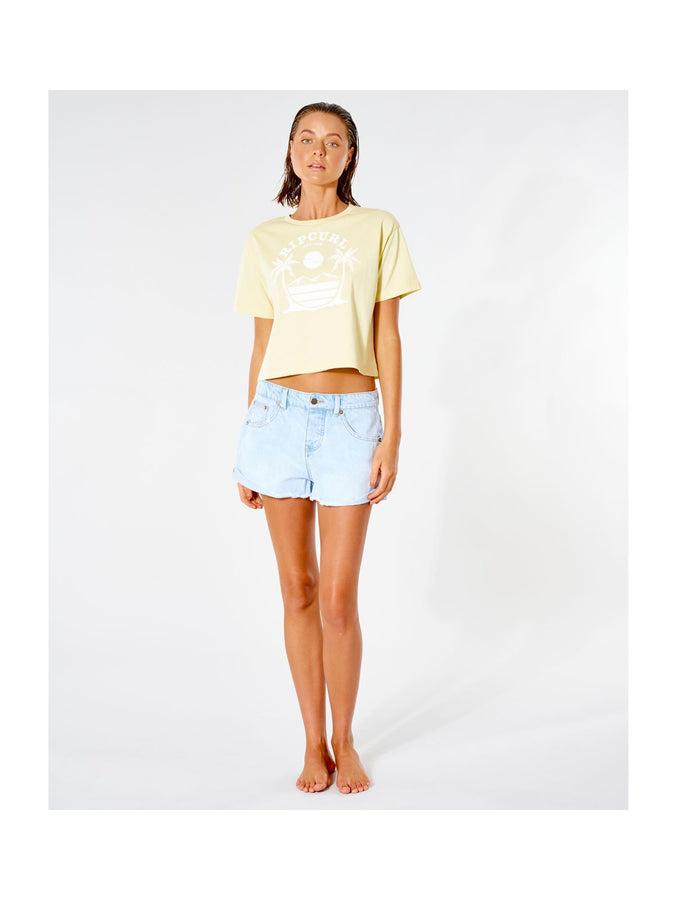 T-Shirt RIP CURL Playabella Crop Tee - jasny żółty