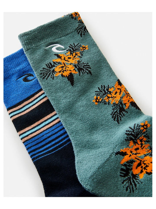 Skarpety RIP CURL Art Crew Sock 2-Pk niebieski - TU - Adventure Sports
