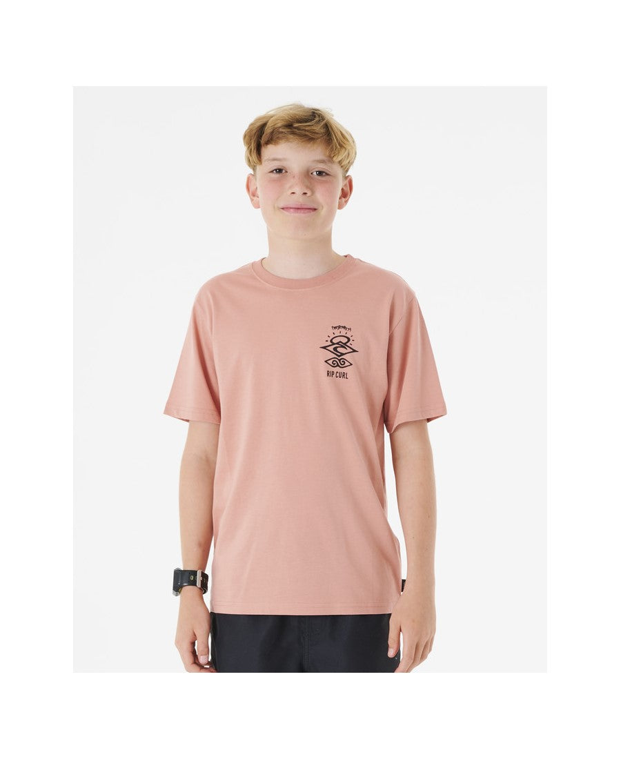 T-Shirt RIP CURL Search Icon Tee -Boy różowy