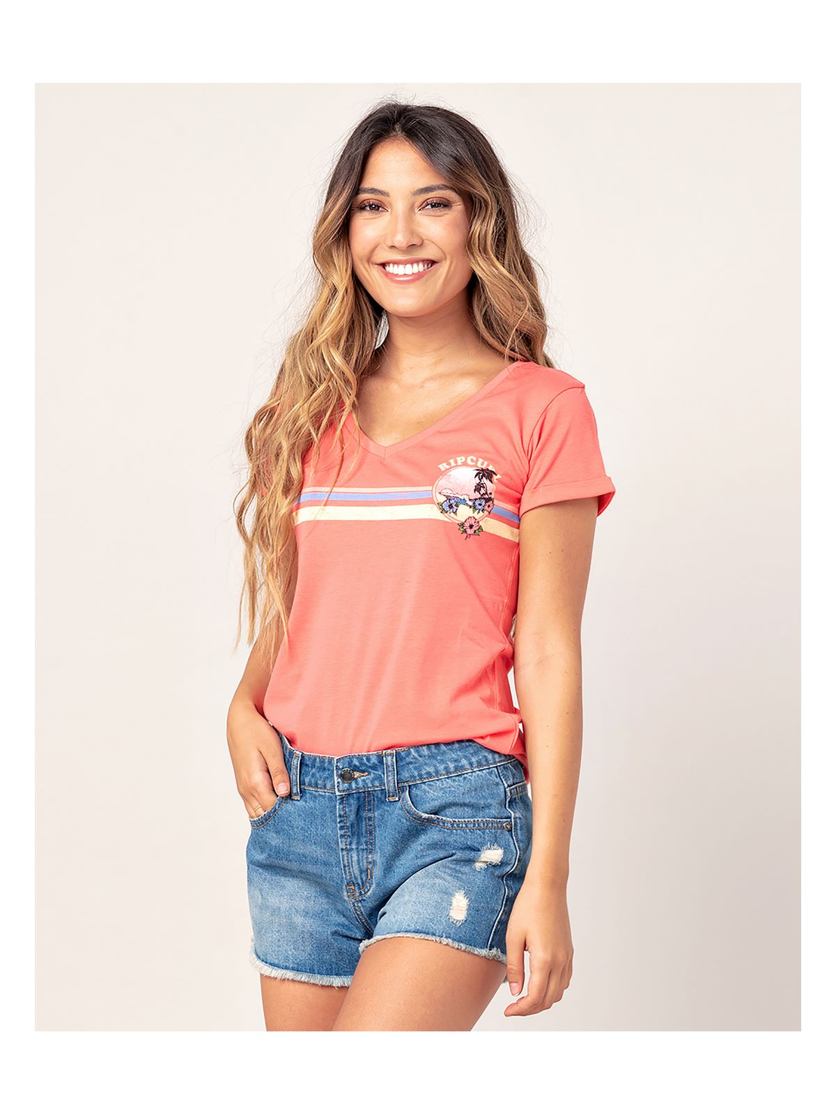 T-Shirt RIP CURL GOLDEN STATE V NECK - Koszulka - Adventure Sports